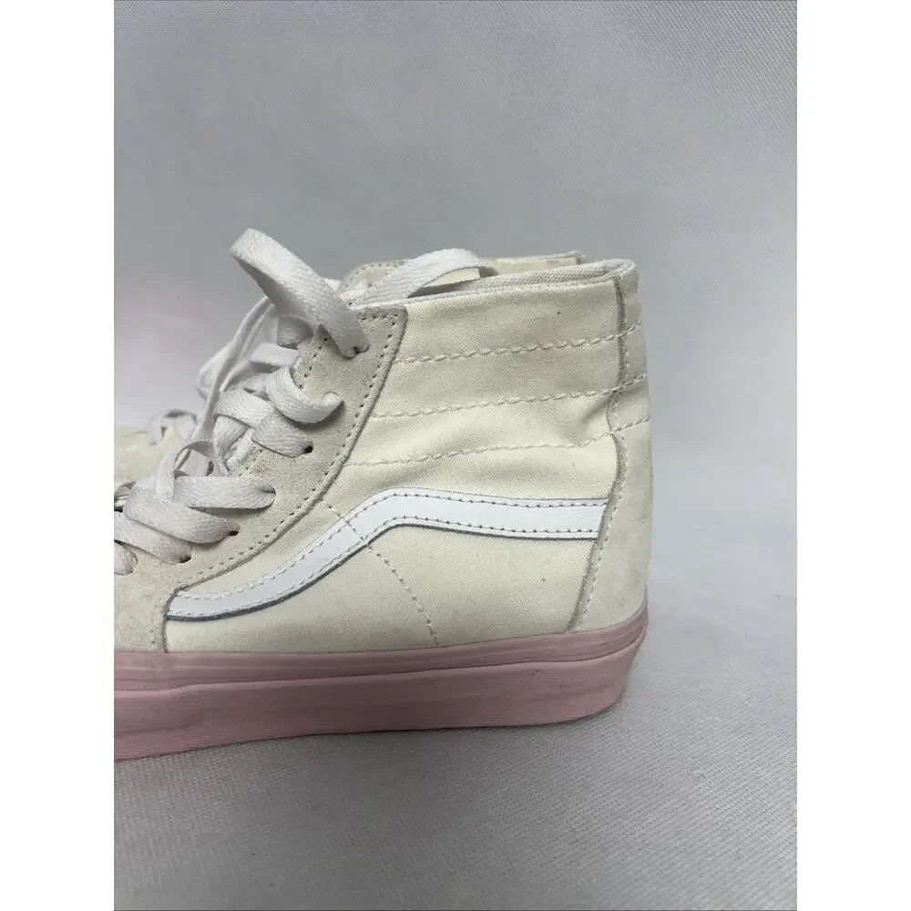 Vans Sk8-Hi Skate Cream/Pink Tapered Suede Sneaker Women 8.5 - Picture 4 of 10